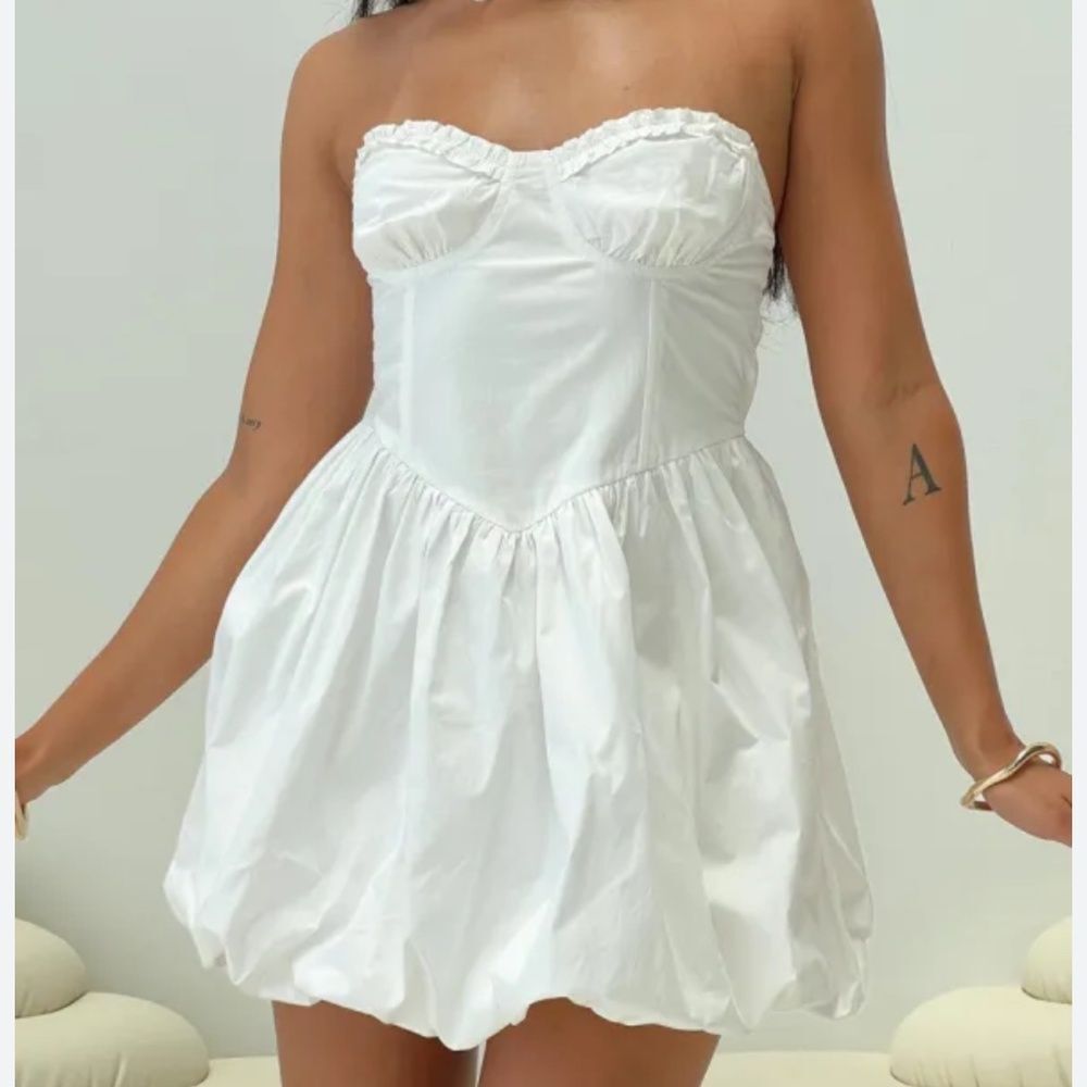 Princess Polly Melaina Bubble Hem Mini Dress White